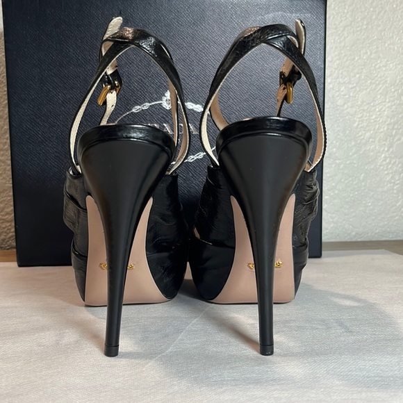 SOLDβ¨Pradaβ¨ NEW Calzature Donna Vit. Shine Lambskin Leather Heels EU Size 38.5 - Picture 4 of 17